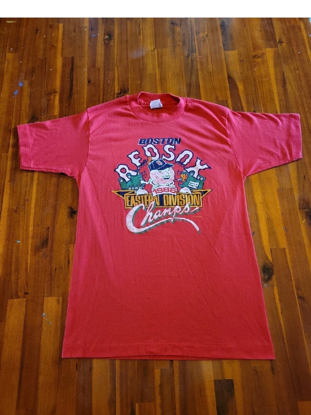 Red Sox 1986 Eastern Division Champs Single Stitch t-shirt Vintage Large MLB EUC